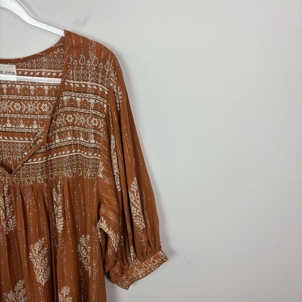 Daughters of India Rust Brown Printed Bohemian Maxi Dress - Picture 4 of 14